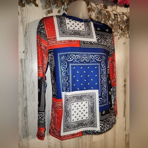 NWT Reason Flag Bandana Print Long Sleeve Tee - Picture 7 of 9